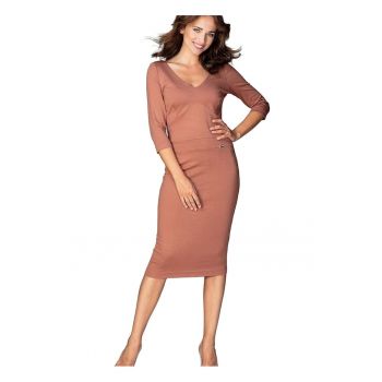 Rochie de zi -  Viscoza/Poliester - Maro -