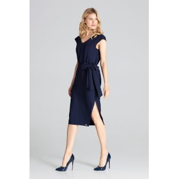 Rochie  eleganta - bleumarin - cu fundita - poliester