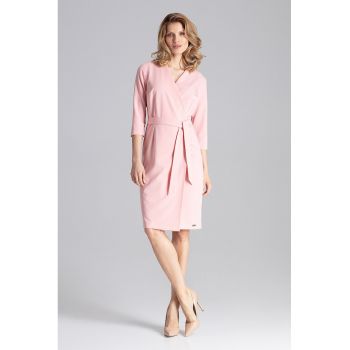 Rochie  eleganta - cu curea - roz - poliester -