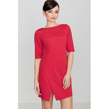Rochie eleganta de afaceri  maneca scurta - infasurata - poliester-viscoza