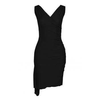 Rochie eleganta  M053 - asimetrica - fara maneci - neagra - poliester-elastan