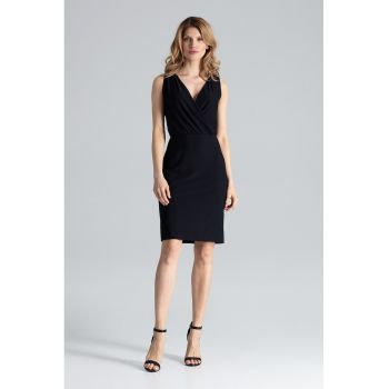 Rochie eleganta  M135 - midi - poliester/elastan - negru