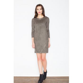 Rochie eleganta  M455 - verde - din poliester - cu maneca lunga