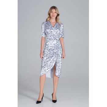 Rochie  eleganta - poliester - cu volane - gri -