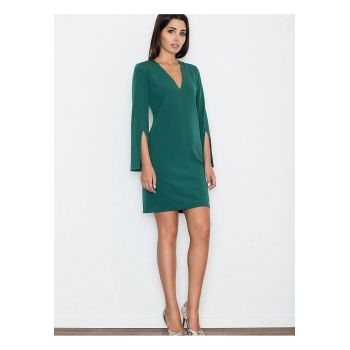 Rochie  eleganta - verde - maneci cu fante - material poliester