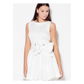 Rochie  evazata - cu bretele largi - funda laterala - alb - poliester 100% -