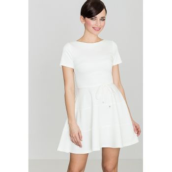 Rochie evazata  ecru - poliester 95% - elastan 5% -