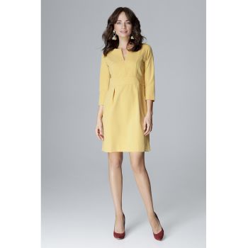 Rochie  L004 - galben - poliester si viscoza -