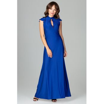 Rochie lunga  K486 - poliester - albastru -