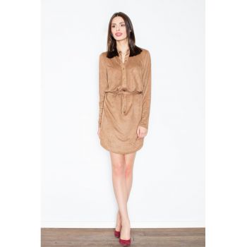 Rochie  M454 - maro - poliester - detalii subtile - rochie camasa