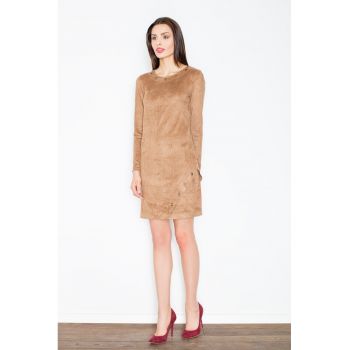 Rochie  M455 - maro - maneca lunga - talie elastica - poliester