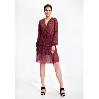 Rochie  M859 - cu maneci lungi - poliester - multicolor