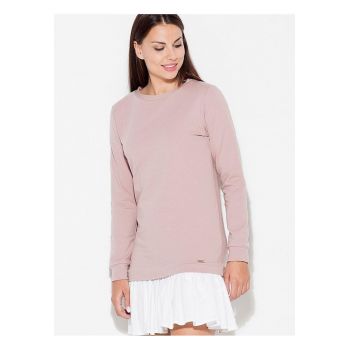 Rochie  maneca lunga - volan - bumbac - alb