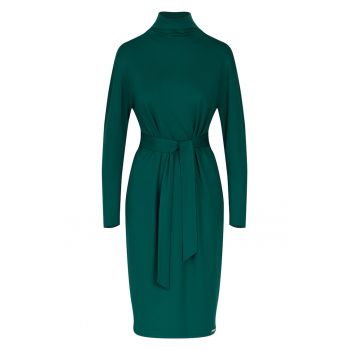 Rochie midi  eleganta - maneci lungi - viscoza - verde -
