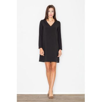 Rochie mini  M471 - neagra - maneci lungi - poliester -