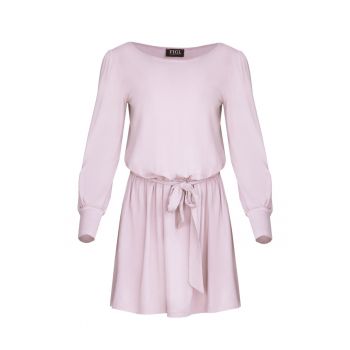 Rochie mini  M576 - roz - maneci lungi - material elastic - viscoza -