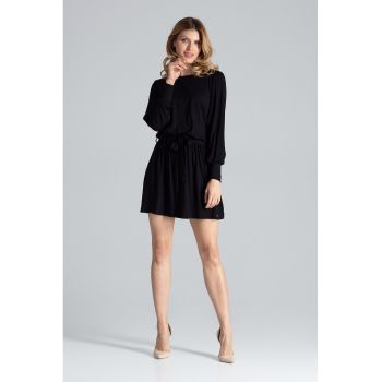 Rochie mini  maneci lungi - neagra - viscoza