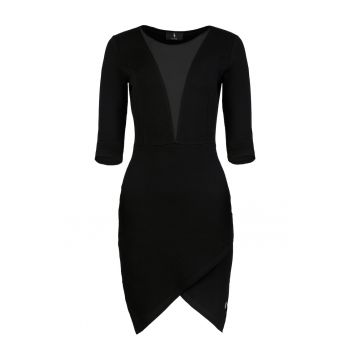 Rochie mulata  L012 - asimetrica - neagra - bumbac 95% -