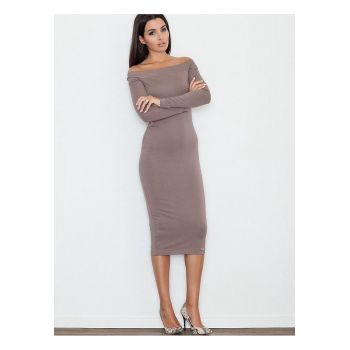 Rochie  mulata - pana la genunchi - fara buzunare - culoare maro - viscoza