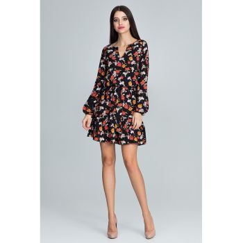 Rochie scurta florala  M597 - maneci lungi - poliester - multicolor -