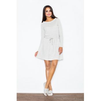 Rochie  tricotata - bumbac - gri deschis -