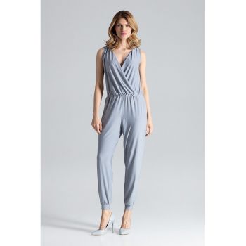 Salopeta dama -  design minimalist - fara maneci - gri - poliester