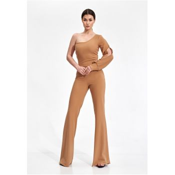 Salopeta dama -  eleganta - cu un umar - bej - poliester