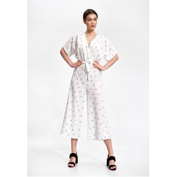 Salopeta dama -  kimono - larga - alb ecru - poliester