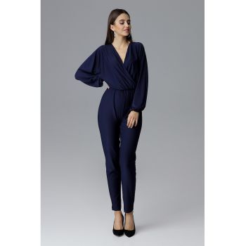 Salopeta dama -  maneca lunga - poliester - bleumarin -