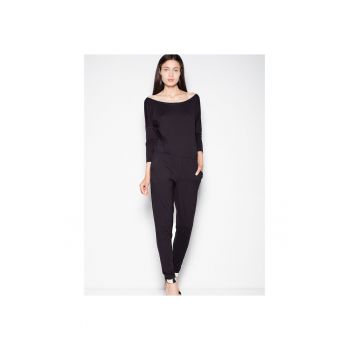 Salopeta dama  neagra - decolteu semicircular - maneci cazute - viscoza -