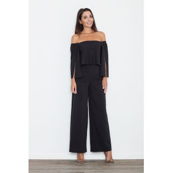 Salopeta dama -  neagra - maneci 3/4 - material vascoza si poliester