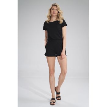 Salopeta scurta -  fara inchizatori - maneci scurte - neagra - din viscoza -