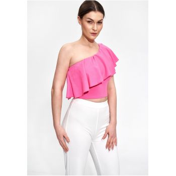 Top dama -  Poliester/Elastan - Cu volane - Roz