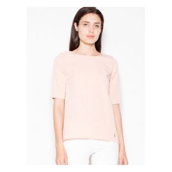 Tricou dama  asimetric - decupaj spate - roz - poliester-viscosa -