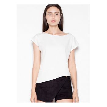 Tricou dama  asimetric - elegant - bej - poliester 65% - viscoza 35%