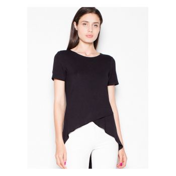 Tricou dama  asimetric - negru - viscoza -