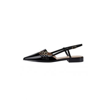 Balerini slingback din piele cu catarame