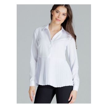 Bluza dama -  alba - maneci lungi - semi fermoar - poliester