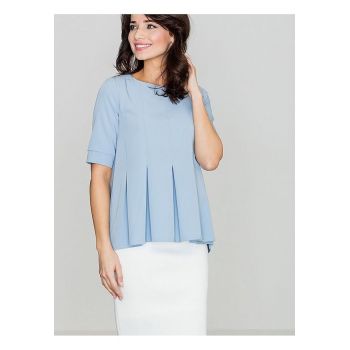 Bluza dama  albastra - poliester - maneci scurte - decolteu rotund