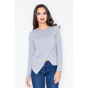 Bluza dama -  Asimetrica - Poliester/Elastan/Viscoza - Albastru deschis -