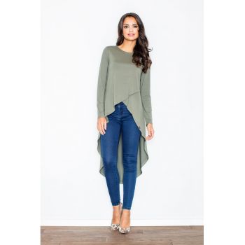 Bluza dama asimetrica -  Viscoza/Elastan - Masliniu