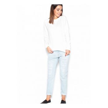 Bluza dama  bej - bumbac - hanorac moale - fundita decorativa