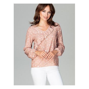 Bluza dama -  bej - croiala lejera - maneci lungi - material poliester