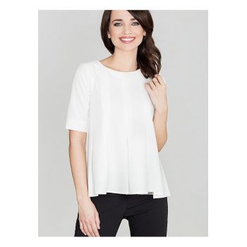 Bluza dama  bej - cu spate prelungit - maneci scurte - material elastic