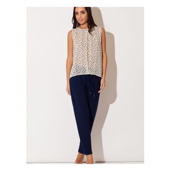 Bluza dama  bej - din poliester - fara maneci - cu fermoar -