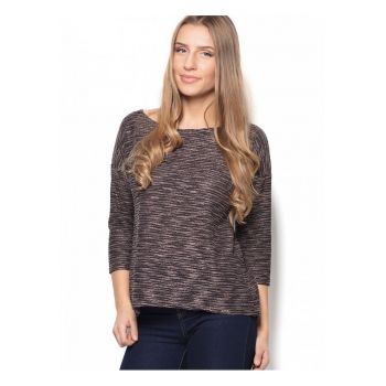 Bluza dama  bej - stofa melange - maneci 3/4 - croiala larga