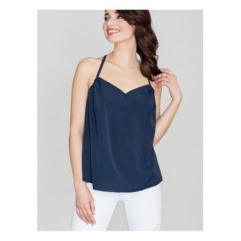 Bluza dama -  bleumarin - decolteu la spate - volan la spate - poliester.