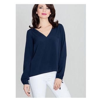 Bluza dama  bleumarin - maneci lungi innodate - decolteu mic - cravata spate - poliester