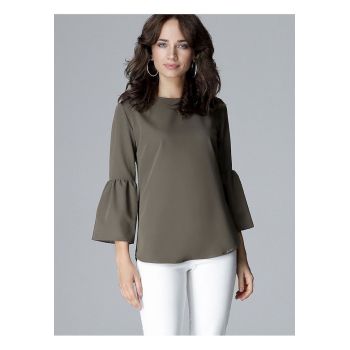 Bluza dama -  cu maneci 3/4 - volane - verde - poliester