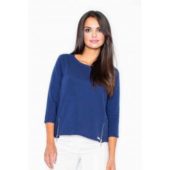 Bluza dama -  Fermoare - Poliester/Elastan - Bleumarin